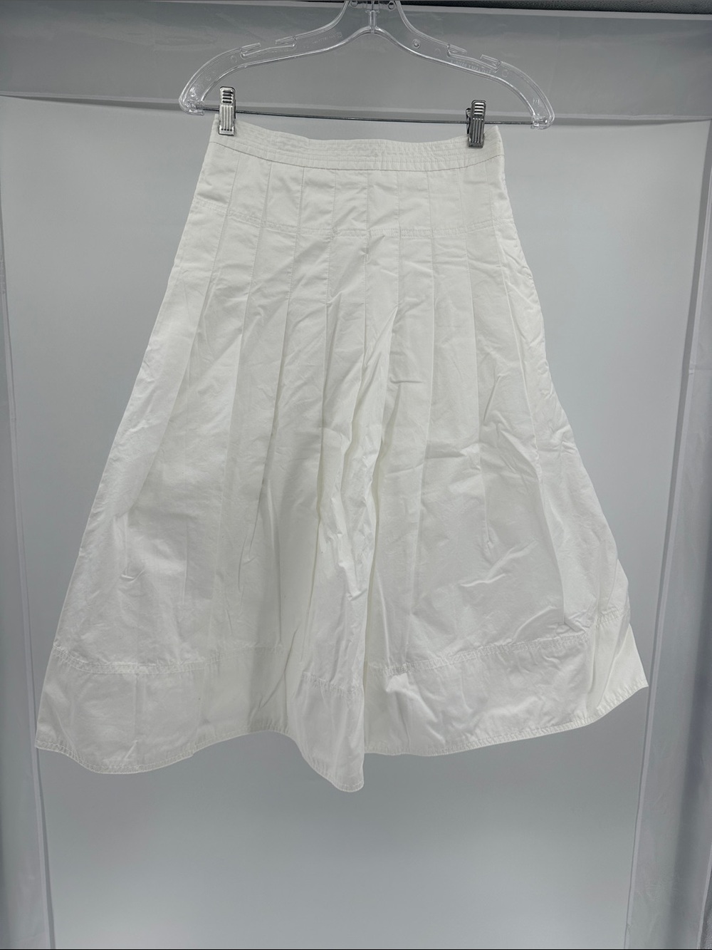 Madewell White A-Line Pleated Midi Skirt